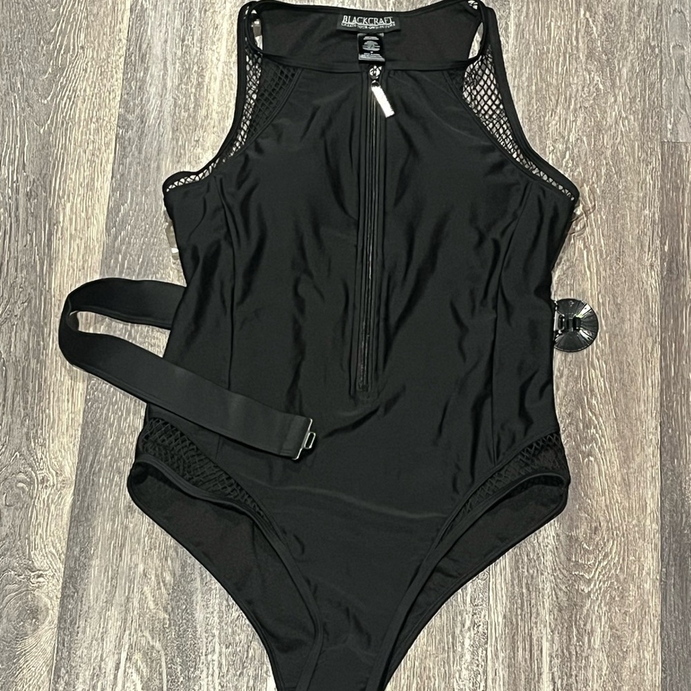 Hot Topic Black Mesh One-Piece Swimsuit